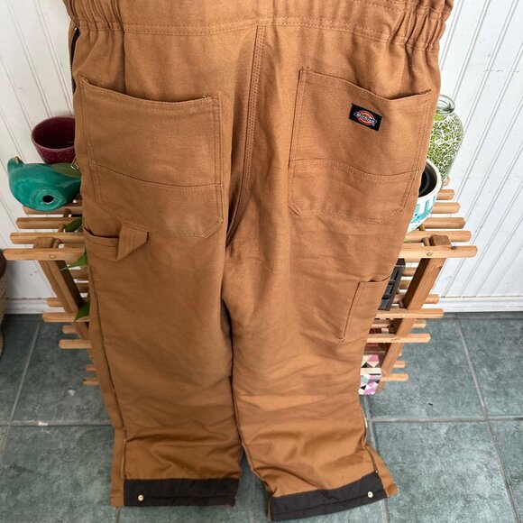 Dickies Mens Brown Insulated Bib Overalls Size L - Picture 9 of 10